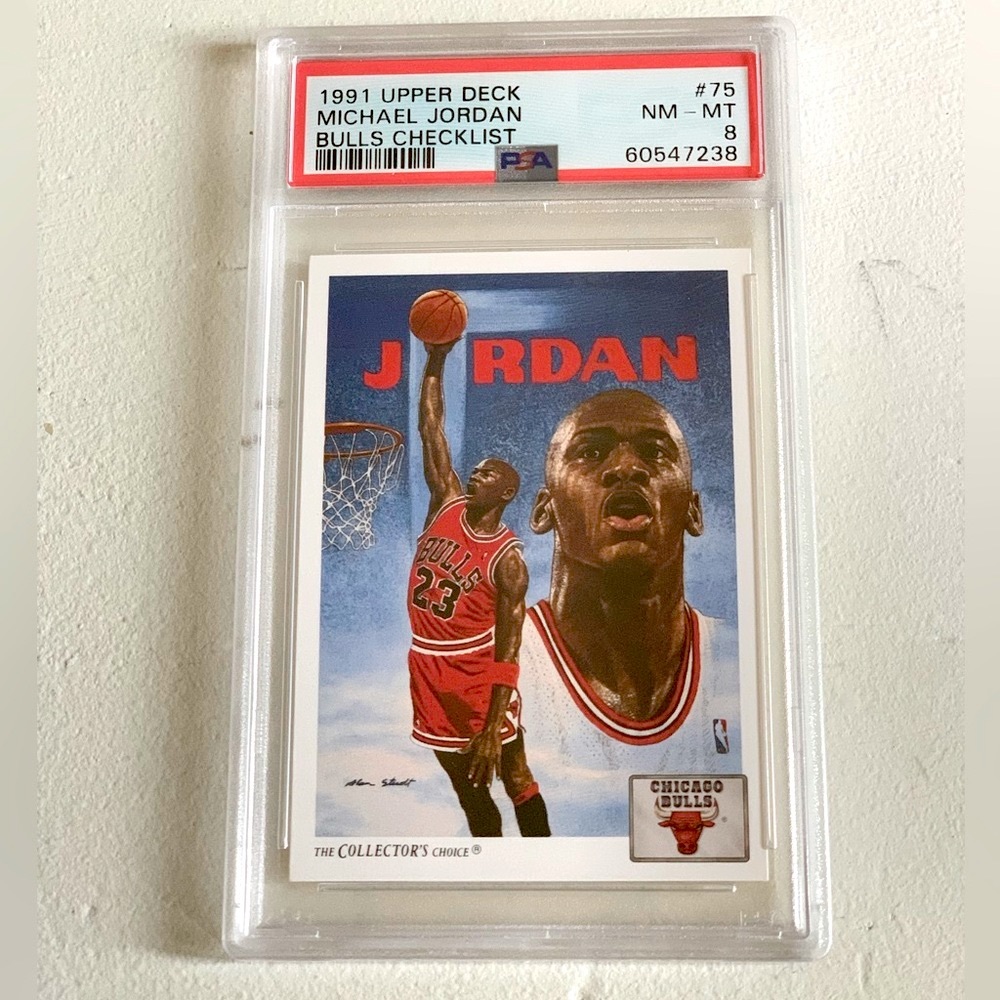 Michael Jordan 1991 Upper Deck Bulls Checklist Card, PSA Graded 8!